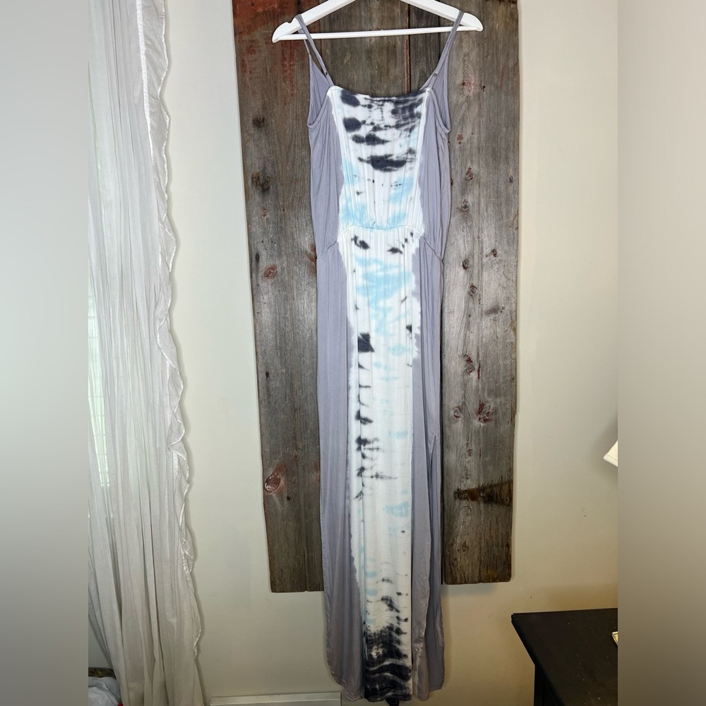 Young Fabulous and Broke Grey Tie Dye Side Slit Maxi Dress Rayon Size Small - Picture 7 of 12